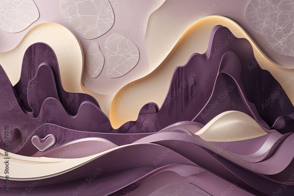 Poster sophisticated plum and cream background with stylish abstract design and gentle light patterns