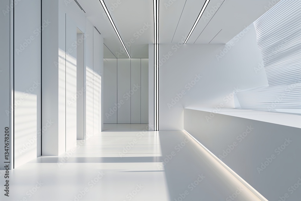 Poster sleek minimalist white surface with angular design and clean lines