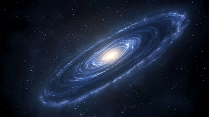 Fototapeta premium Glowing Spiral Galaxy on Black Background
