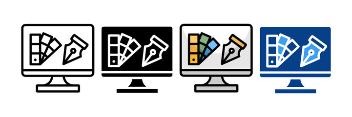 Graphic Designer  Icon Set Multiple Style Collection