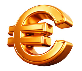 Obraz premium A bold golden euro symbol with a polished metallic finish, representing European financial strength, global trade dominance, and economic prosperity in the digital age.