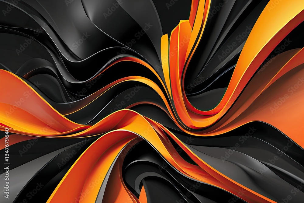 Poster dynamic abstract vector web banner design in vibrant orange and black