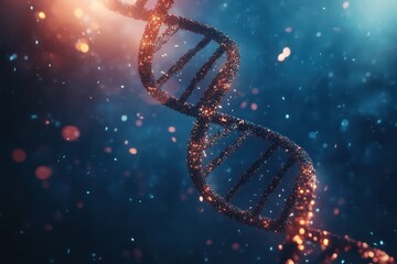 Glowing DNA helix, science, research, cosmic background, genetic engineering