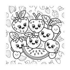 Cute Fruit Vector Set: Kawaii Style Illustrations for Children's Art and Design Projects
