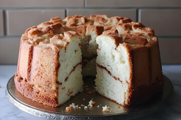 Sliced Pound Cake on Gold Stand