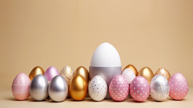 A group of different colored eggs sitting next to each other.