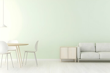 Minimalist Dining Area Interior, Modern Design, Calm Ambiance, Ideal for Photography, and Visual Presentation