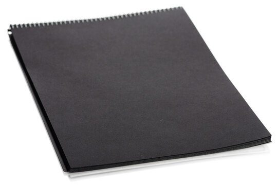 Album with black paper for drawing sketchbook on white background isolation