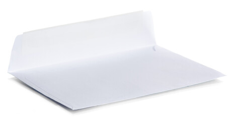 White envelope document on white background isolation