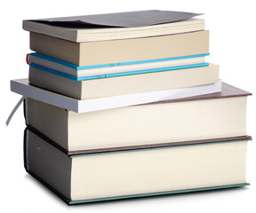 Stack of books on white background isolation
