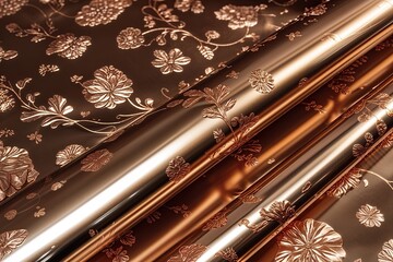 Naklejka premium Antique Bronze Foil Polished Metal Surface Wrapping Paper for Stylish Elegant Home Decor