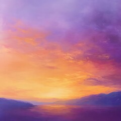Obraz premium Serene waves ripple as golden sunset colors fill the sky image