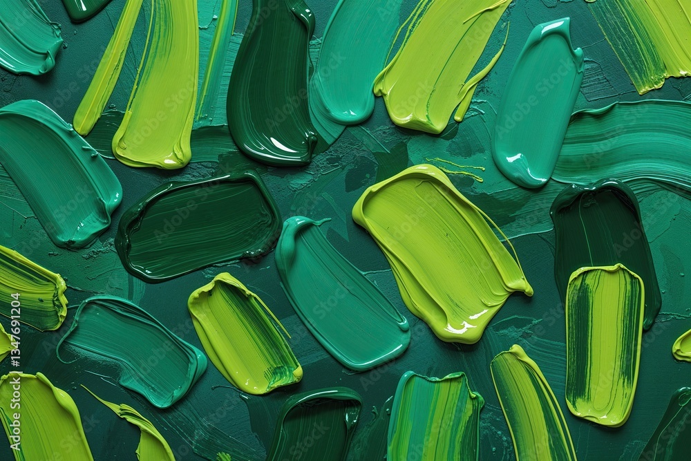Poster whimsical brushstroke paint pattern creating a lively emerald textured backdrop