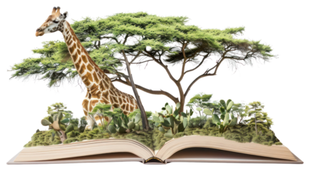 PNG Giraffe neck giraffe tree book.