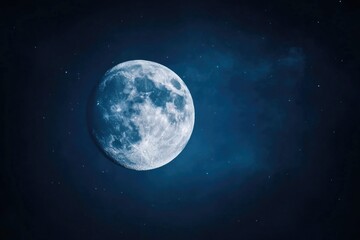 Fototapeta premium Bright full moon against starry night sky