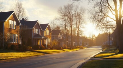 Suburban Sunset Street Homes