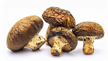 Fresh shiitake mushrooms on white background
