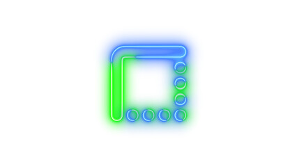 Neon border top left symbol icon blue green color glowing with transparent background