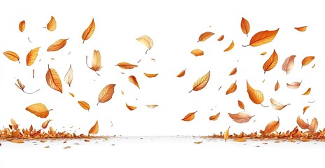 Falling autumn leaves isolated on white. (4)