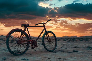 Fototapeta premium Forgotten Vintage Bicycle Covered in Rust and Ivy