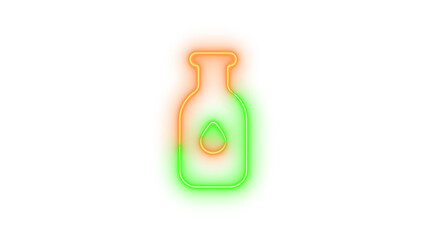 Neon bottle-droplet symbol icon brown green color glowing with transparent background