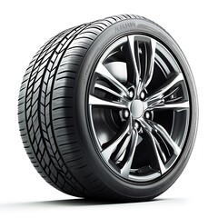 Obraz premium Car Tire with Tread Design Isolated on White Background
