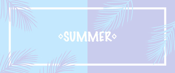 Vector illustration. Background with tropical leaves. With the inscription 