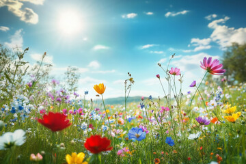 Naklejka premium Illustration of a flower meadow in spring.