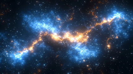 Obraz premium Nebula in Deep Space with Stars and Golden Hue