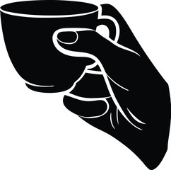 Hand holding a coffee cup, a simple silhouette