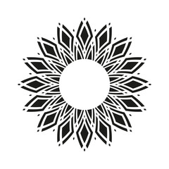 Abstract Flower Icon. Radial Geometric Circle Floral Pattern. Decorative Round Design Element. 