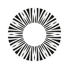 Abstract Radial Geometric Circle Black and White Pattern.