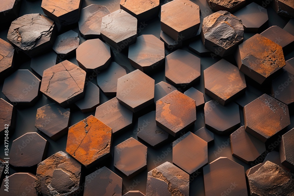 Poster rustic brown hexagonal geometric background design for textures and patterns