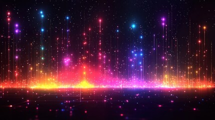 Fototapeta premium Abstract Colorful Light Trails and Glowing Particles Digital Art