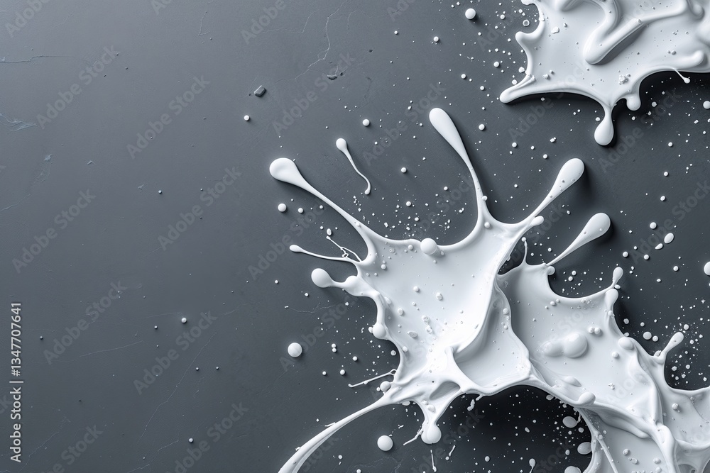 Poster minimalist grey background with white splash texture and ample copy space