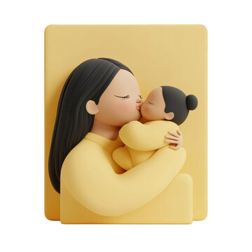 recommend clip art: A mother is kissing her baby with love and affection