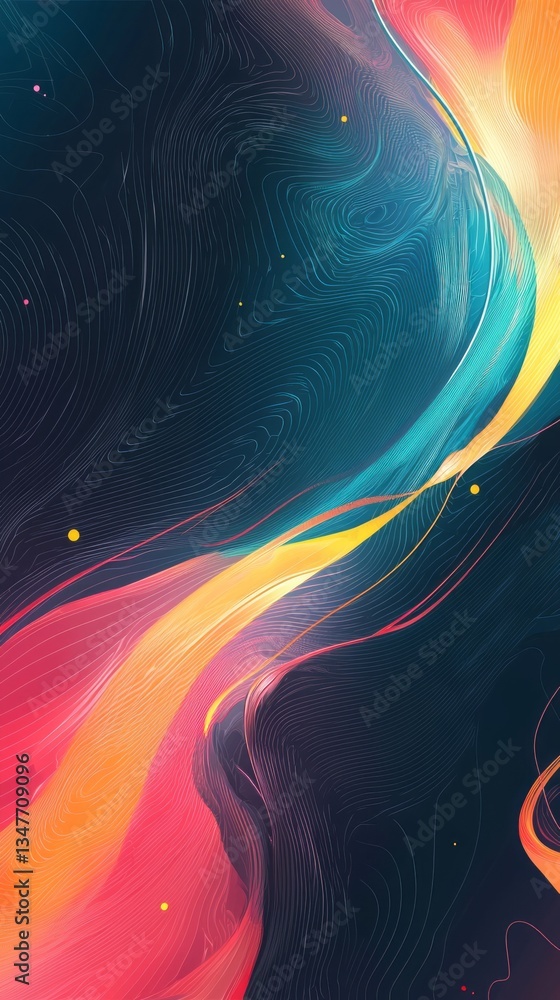 Poster dynamic abstract background showcasing vibrant colors and flowing lines conveying a sense of movemen