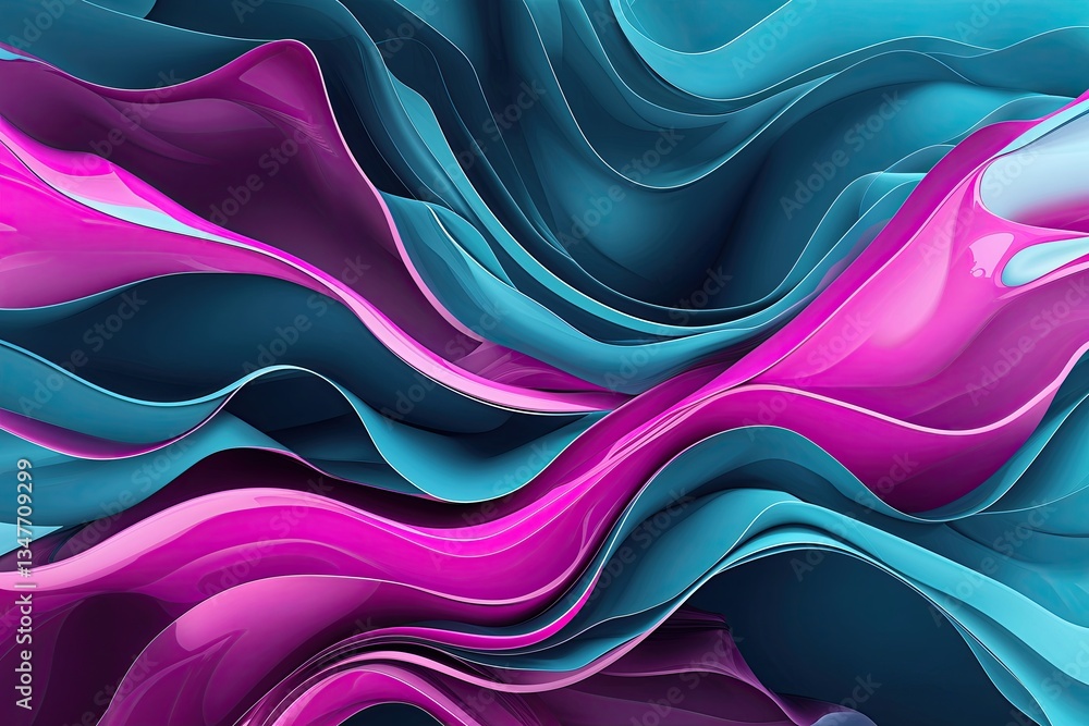Poster dynamic cyan and magenta abstract layered design with geometric elements for captivating visuals
