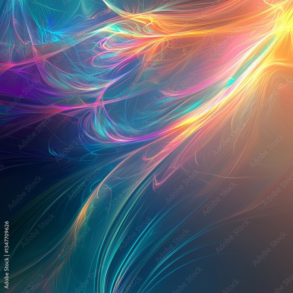 Poster colors and light dance in an abstract background creating a vibrant visual experience