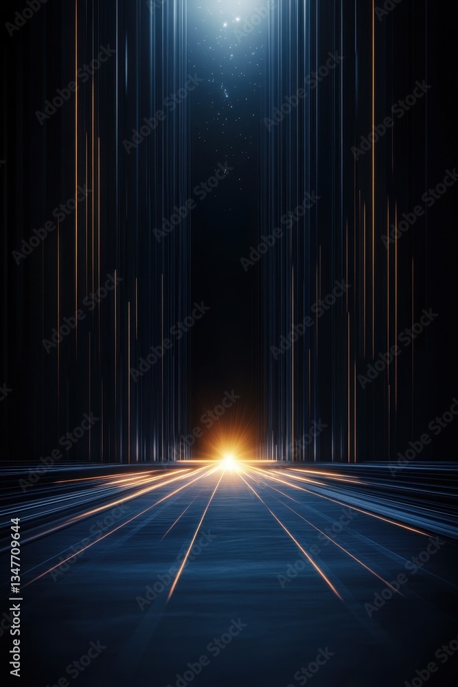 Poster abstract light streaks converge, creating a sense of depth and futuristic movement through space
