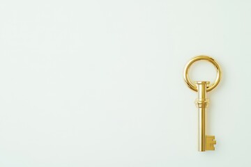 Golden key on white background; success concept; website design