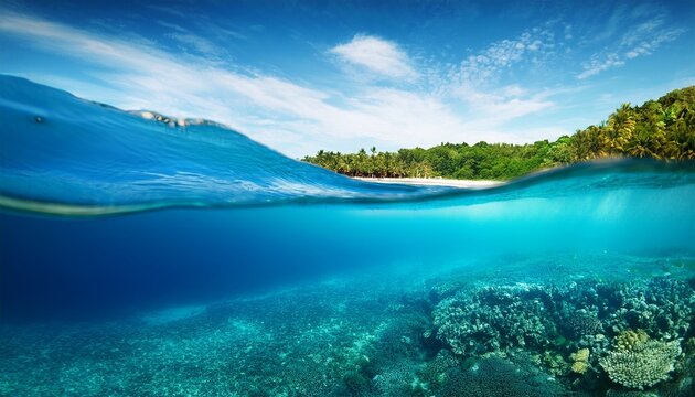 half underwater ocean background waterline