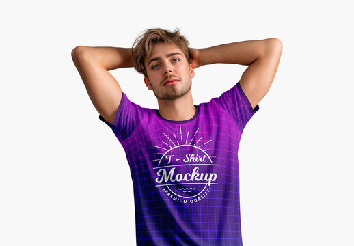 T-Shirt Mockup with Model in a Relaxed Pose