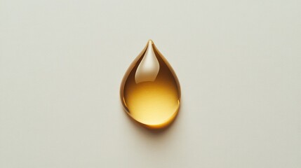 Fototapeta premium Golden oil drop on white background, health supplement