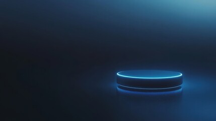 Illuminated circular platform display digital space visual art futuristic environment close-up view technology concept