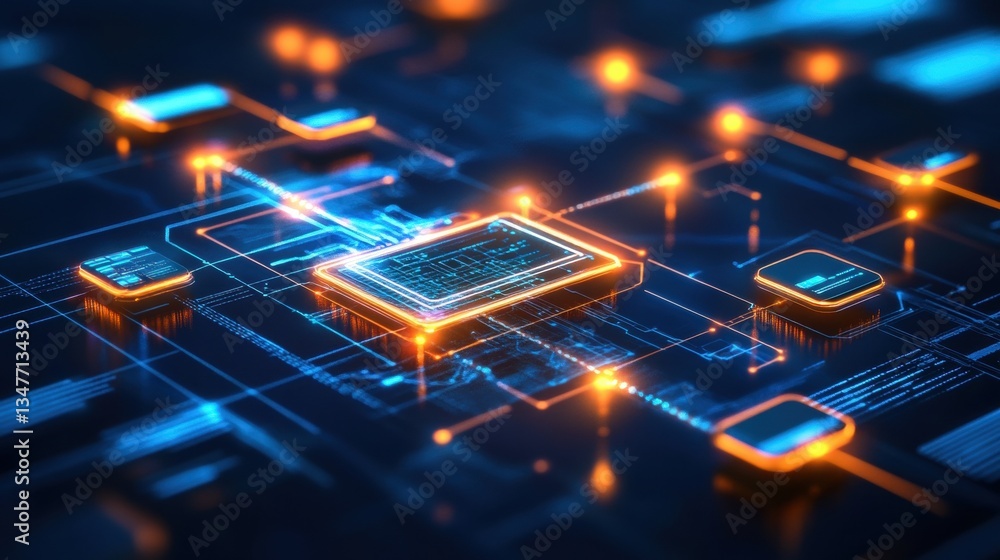 Aufkleber exploring digital circuitry innovations technology lab graphic design futuristic environment close-u