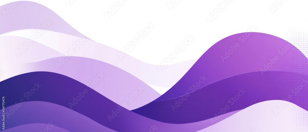 Poster banner with a purple and white background, featuring simple wave shapes in a flat design purple colo