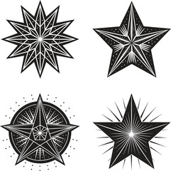Obraz premium set of black and white stars