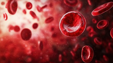 Red Blood Cells Flowing Macro View Medical Illustration of Bloodstream