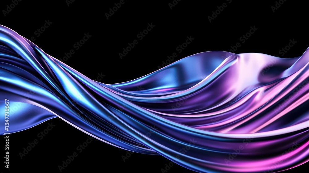 Aufkleber dynamic abstract 3d waves illustration in bold colors representing flow and movement